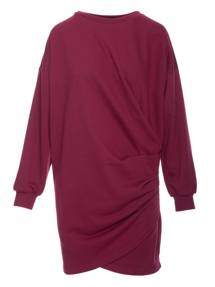 BeWear Strickkleid mit Falten - Bordeaux, S/M