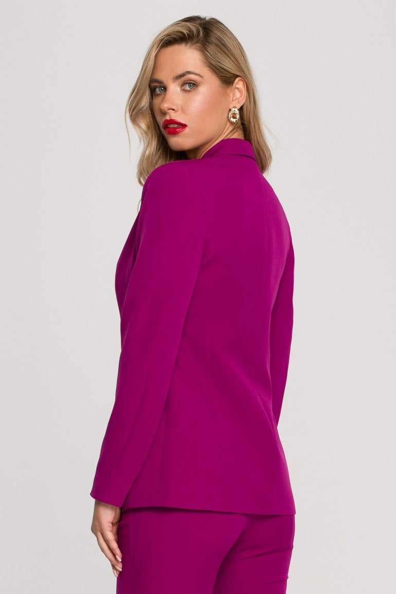 Elegante Jacke mit Zierknöpfen - rubin