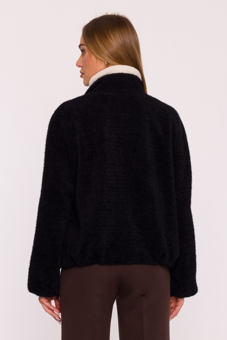 Kurze Strickmanteljacke - schwarz