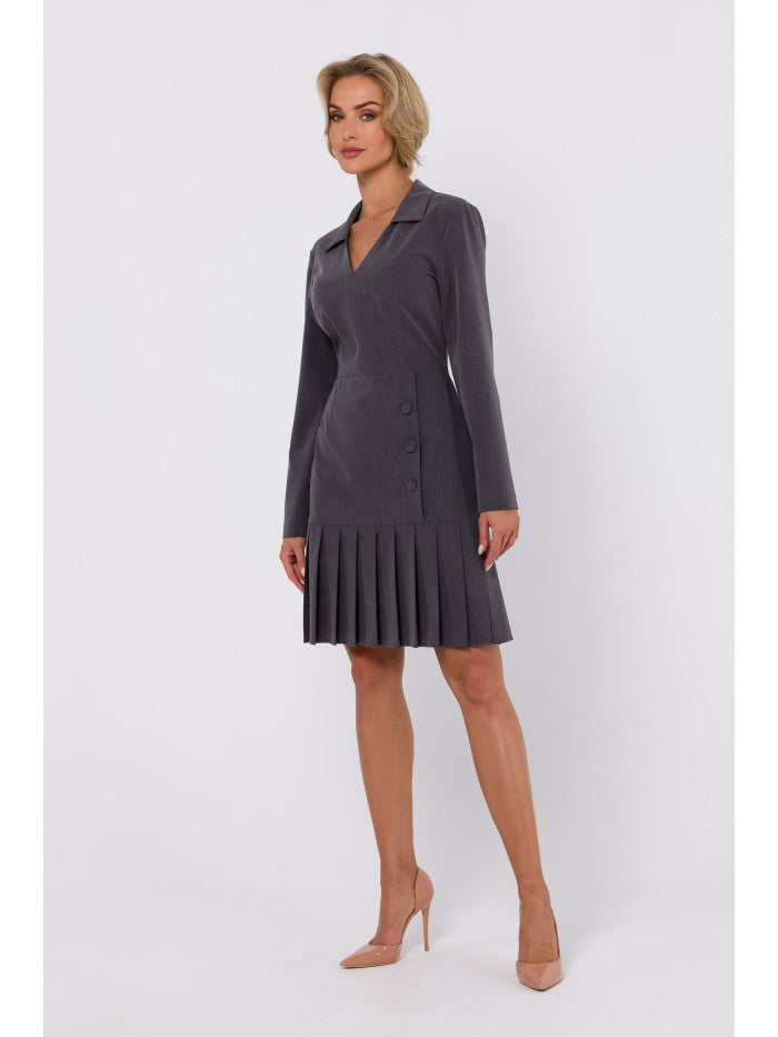 MOE Kleid mit plissiertem Boden - dunkelgrau, S