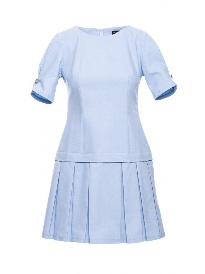 MOE Plisseekleid - Blau, S