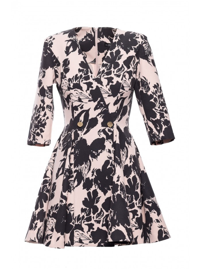 MOE Gemustertes Minikleid mit Keilabsätzen - Modell 1, S