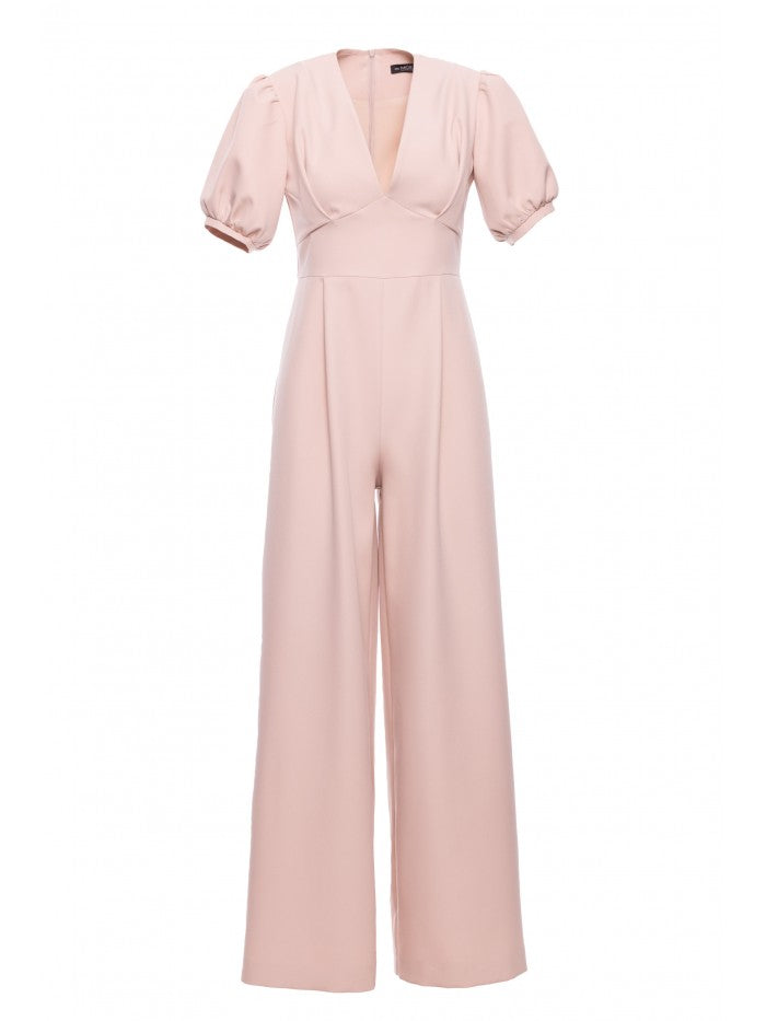 MOE Jumpsuit mit tiefem Ausschnitt - Hellbeige, S